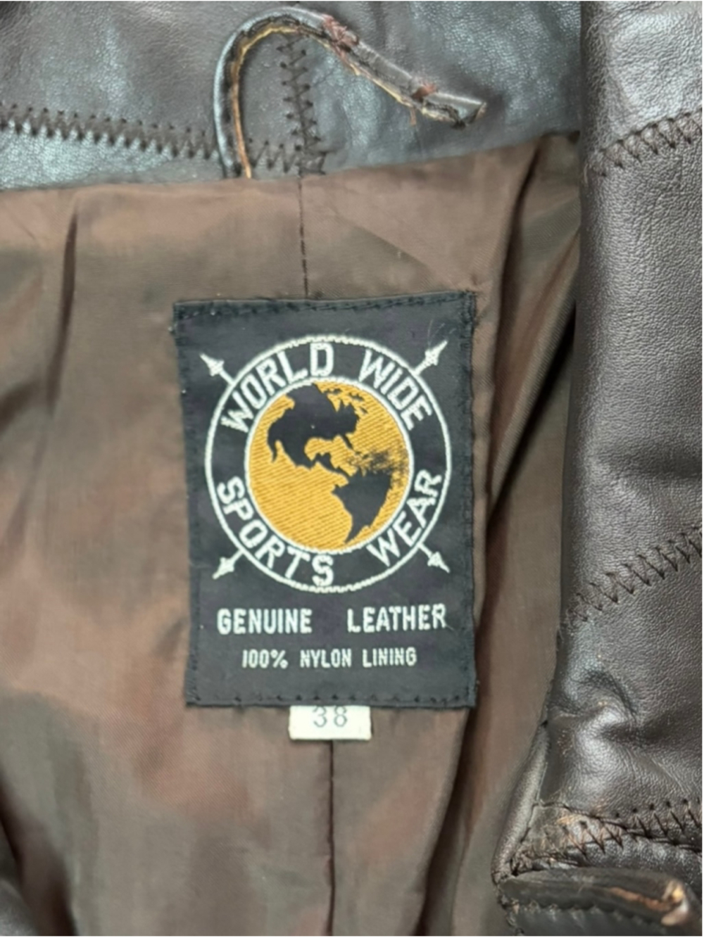 VTG 70s World Wide Sports Wear Patchwork Leather Jacket Size 38 Fits Women 8 - Picture 4 of 8